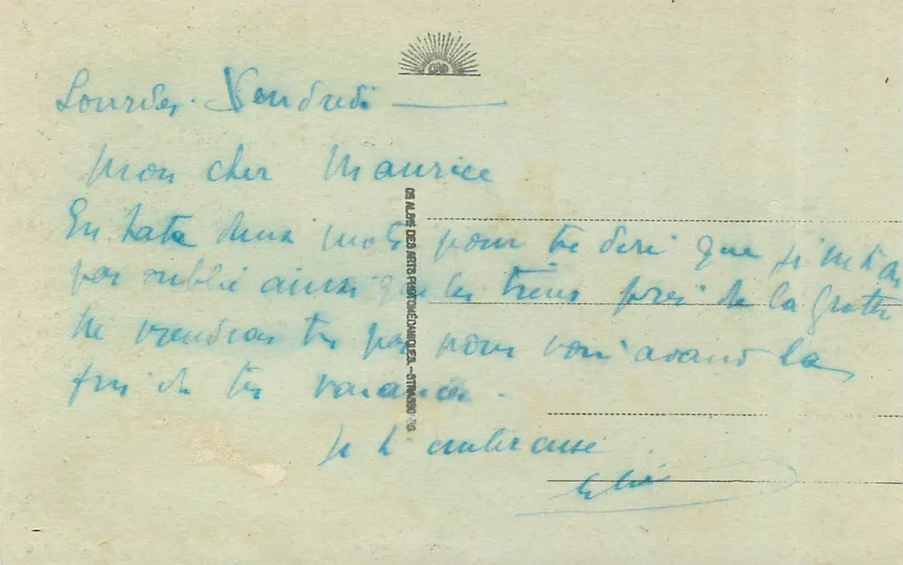 Lourdes - Vue générale prise du Château Fort — Éditeur : Cie Alpes - Verso