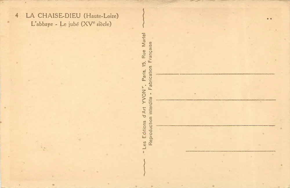La Chaise-Dieu — Die Abtei - Der Chorvorhang (15. Jahrhundert) — Éditions Yvon, Paris - Rückseite