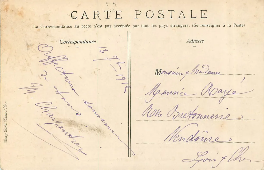 Évian e o Quai Baron de Blonay — vista lacustre com barcos — Coleção da Fonte Cachat, n°109 - Verso