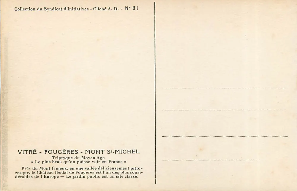 Fougères — A Igreja de São Sulpício — citação de Balzac « Les Chouans » - Verso