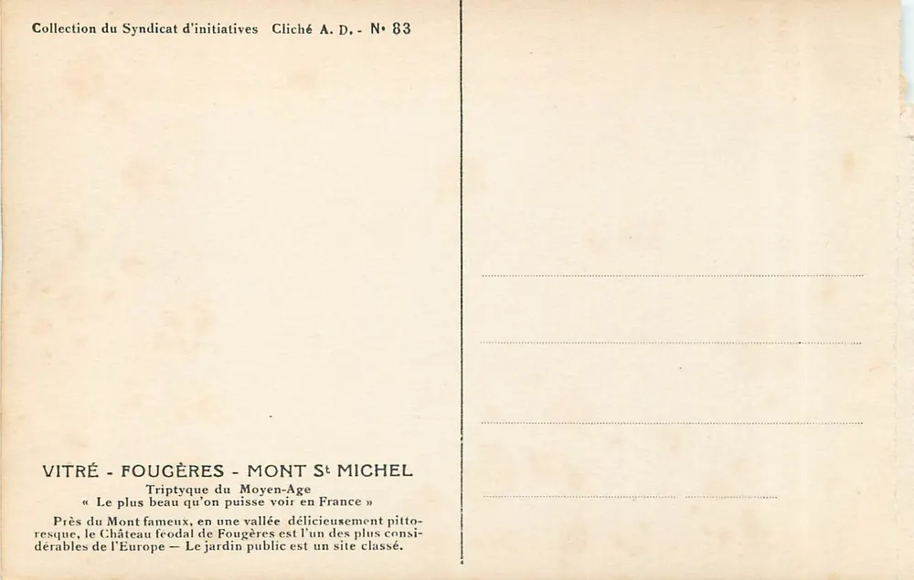 Fougères — Tour Surienne und Rue du Château — Balzac « Les Chouans » - Rückseite