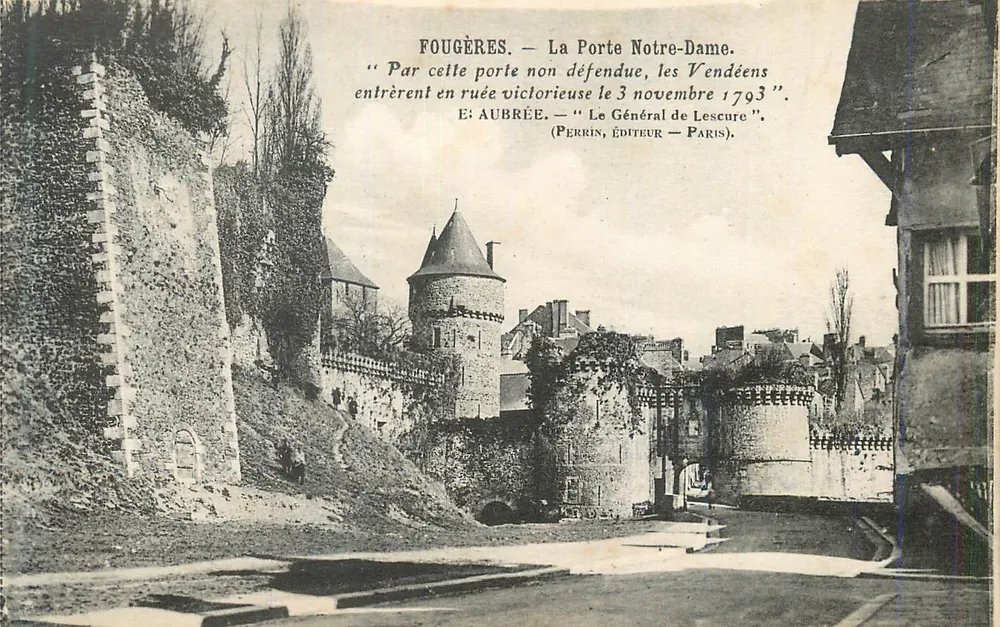 Fougères — La Porte Notre-Dame — E. Aubrée, éditeur Paris - Recto
