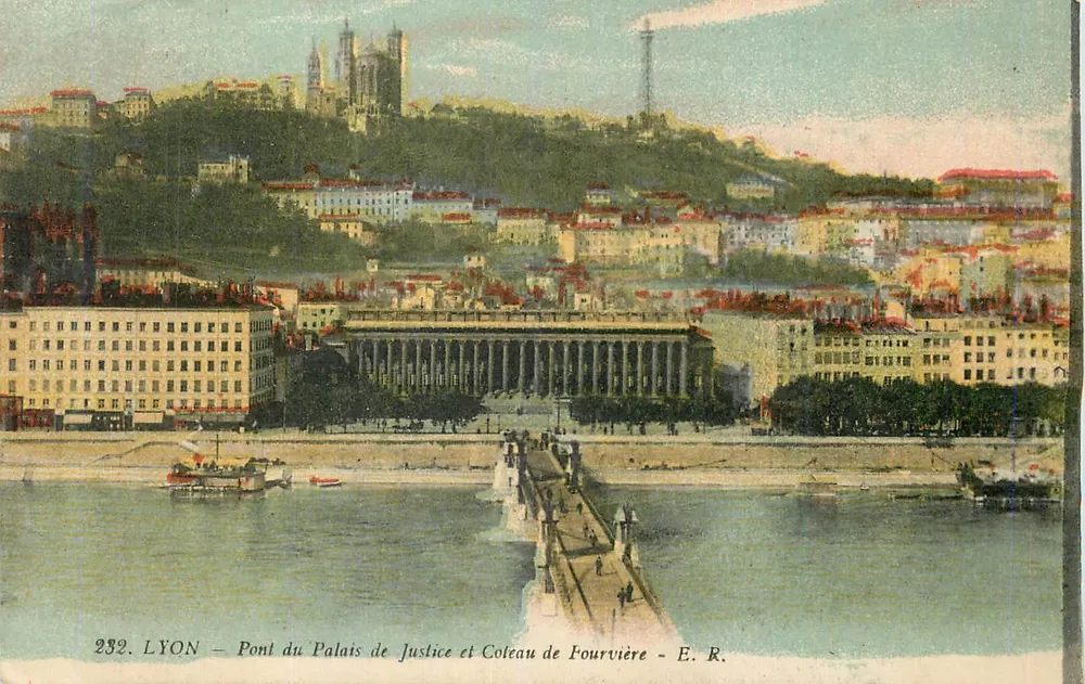 LYON — Brücke des Palastes der Gerechtigkeit und Fourvière-Hügel — E. R. - Vorderseite