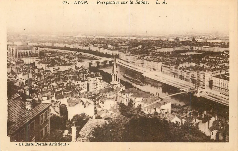 LYON — Perspectiva sobre a Saône — L. A. — A Carte Postale Artistique n°47 - Frente