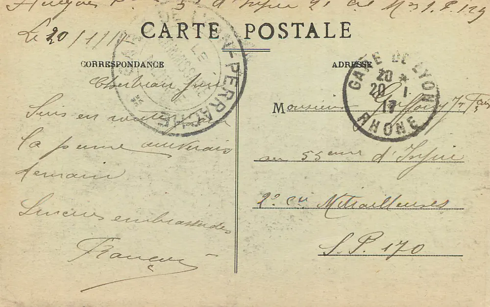 LYON — Fontaine Bartholdi — E. R. n°253 - Verso