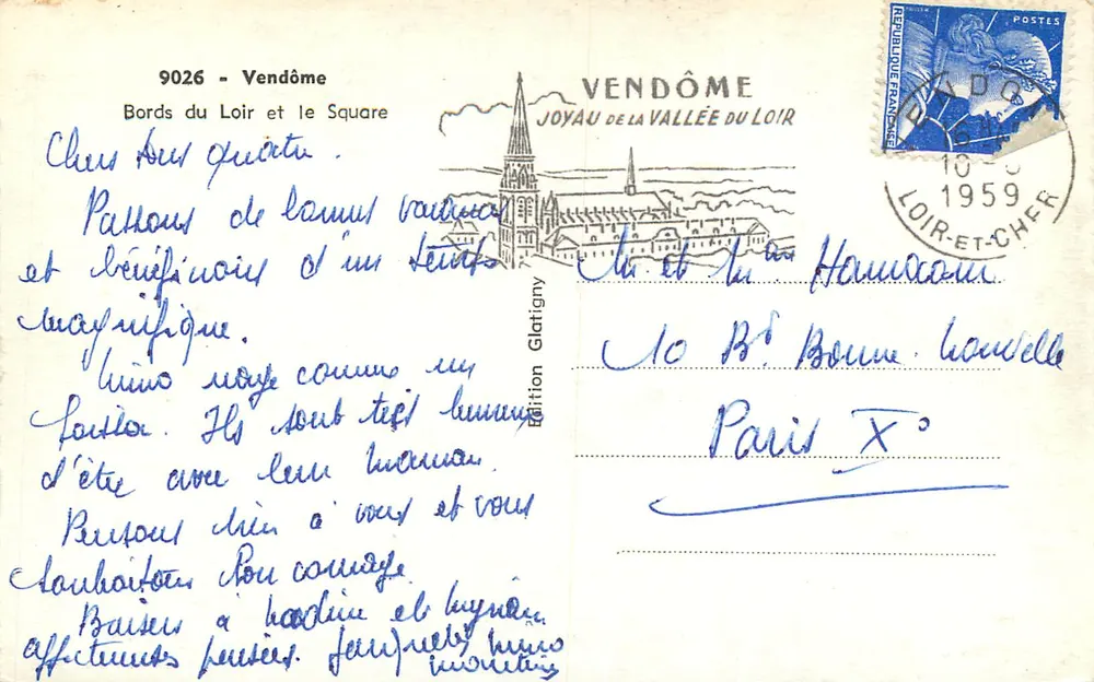 Brzegi Loir i plac — Vendôme — Wydawnictwo Glatigny, nr 9026 - Rewers