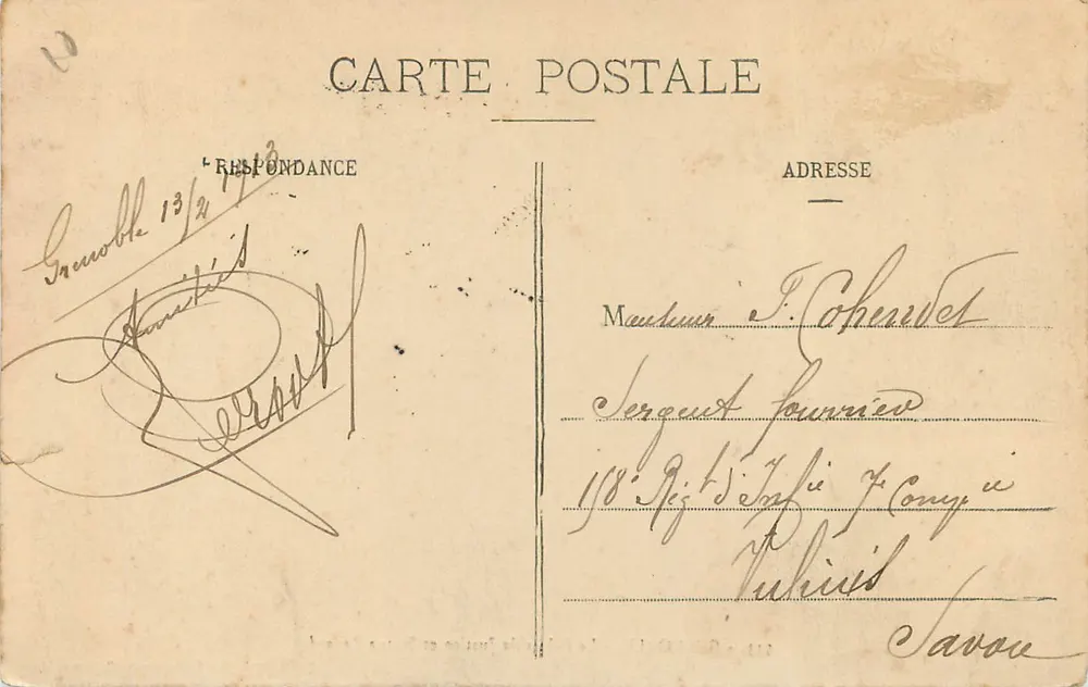 Grenoble — Le Palais de Justice et Statue Bayard — Cliché A. V. - Collection L. P., Grenoble - Verso