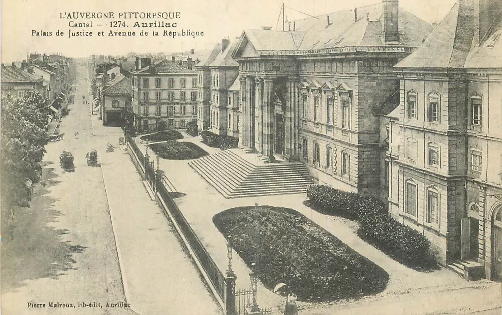 Palast der Justiz und Avenue de la République — Aurillac, Cantal — Verlag Pierre Mairoux, Nr. 1274 - Vorderseite