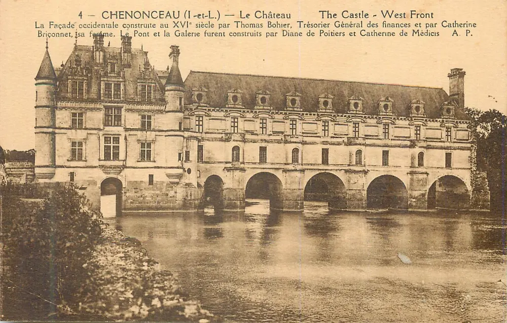Chenonceau (Loire) — O Castelo — Vista da fachada ocidental e do ponte - Frente