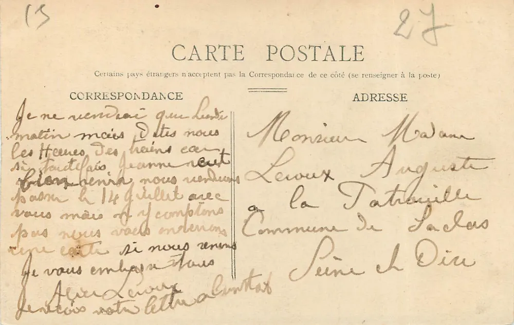 Évreux — O Hôtel-de-Ville — PROCÈDES JEANNE, 4. - Verso