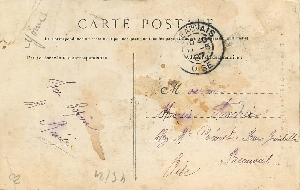 Sens — O Hotel de Ville — Fachafronte de canto — Coleção J. D. Sels - Verso