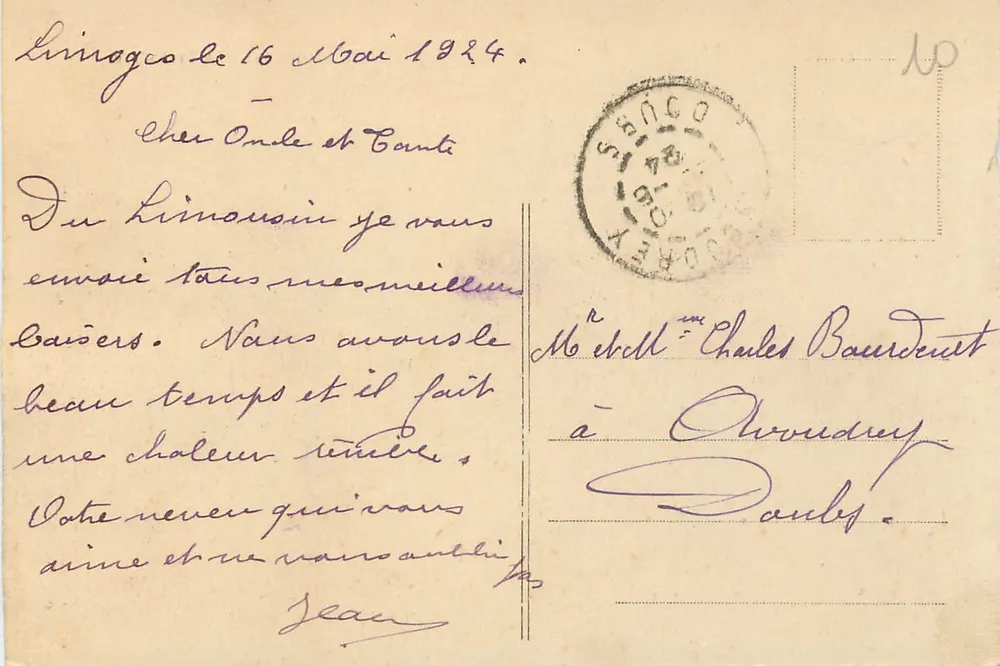 Limoges — A Prefeitura — Editor desconhecido, n° 202 - Verso