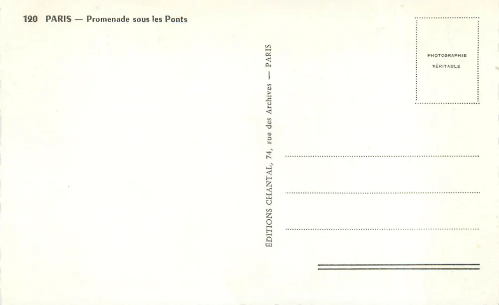 Nossa Senhora de Paris — vista sob um ponte — Chantal - Verso