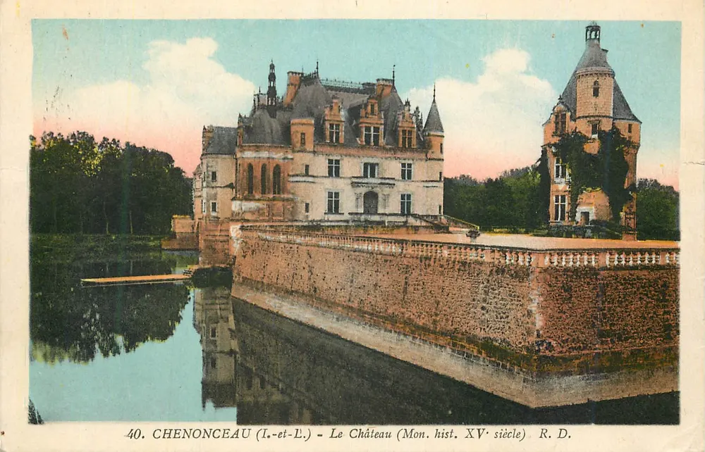 Chenonceau (Loire-et-Loire) — O Castelo (Monumento Histórico do Século XV) — R. D. - Frente