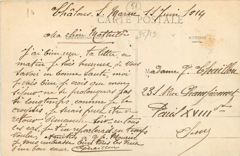 Chalons-sur-Marne — O Colégio — Editor anônimo, n° 105 - Verso