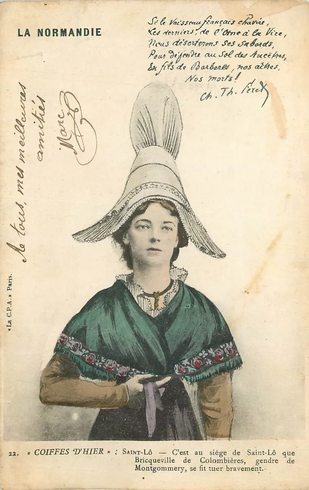 Coiffes d'hier — Saint-Lô — La Normandie — Cartolina d'epoca Parigi - Recto