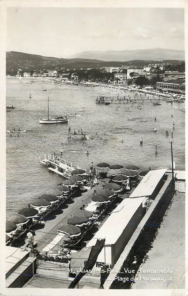 Juan-les-Pins — Vista geral e Praia do Provençal — Éditions Frank - Frente