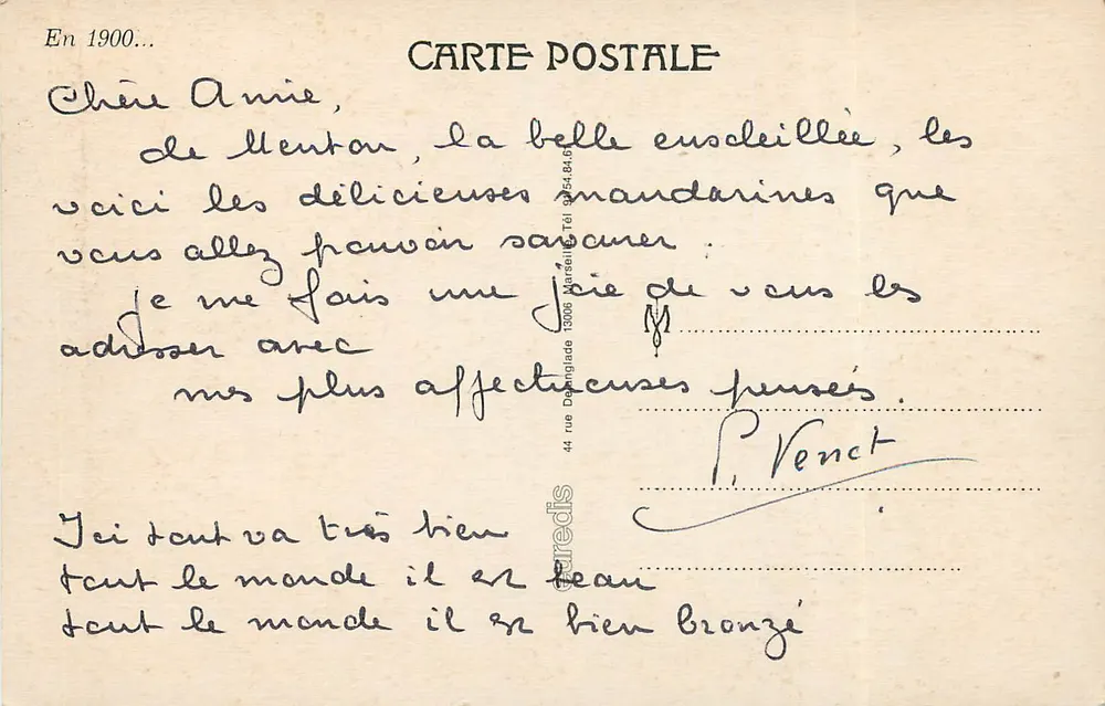 Vista da Praia — Mentan — Carta postal - Verso