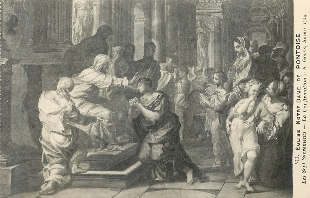 Kirche Notre-Dame von Pontoise — Die Sieben Sakramente — Die Firmung — A. Godyx, Antwerpen 1724 - Vorderseite