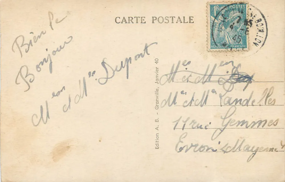 Granville — Vue sur la Muraille du Nord — Edition A. B. Dupont, n°29 - Verso