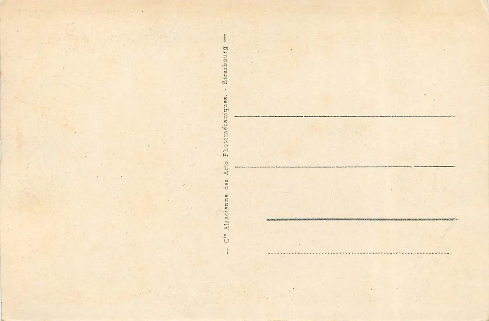 Souvenir de Lourdes — Gruta de Lourdes, estátua de Nossa Senhora, paisagem — Cie des Arts Photomécéniques, Strasbourg, n° 226 - Verso