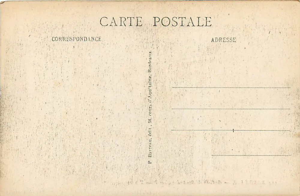 Bordeaux — Catedral de São André (frente da Place Roban) — P. Barreau, edição 54, cours d'Aquitaine - Verso