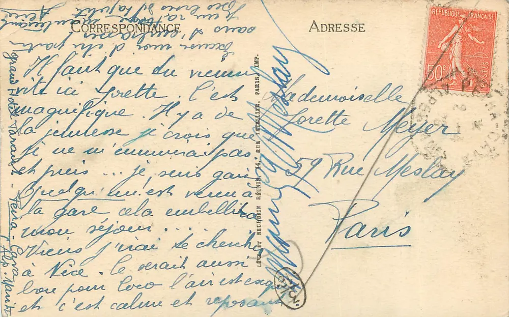 Nice - Vue prise entre les pins du Mont Boron — 189 - Verso