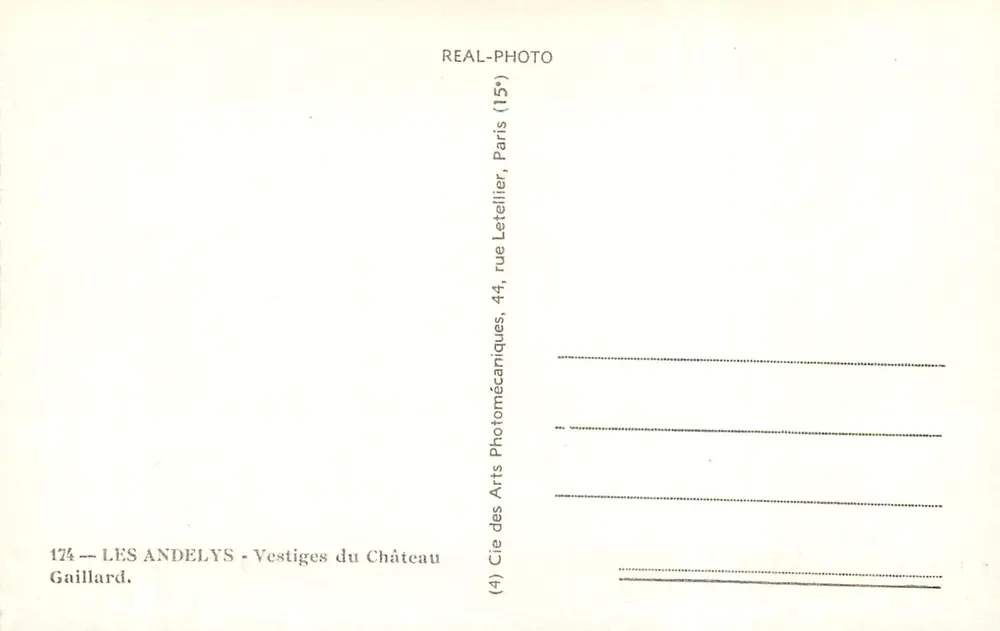Les Andelys — Vestígios do Castelo — Cie des Arts Photomécaniques, Paris - Verso