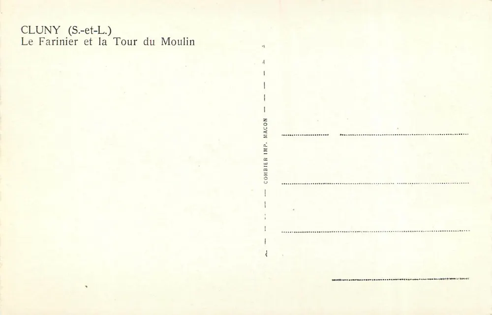 Cluny (S.-et-L.) — Der Müller und die Mühlenburg — Verlag Combier, Drucker in Mâcon - Rückseite
