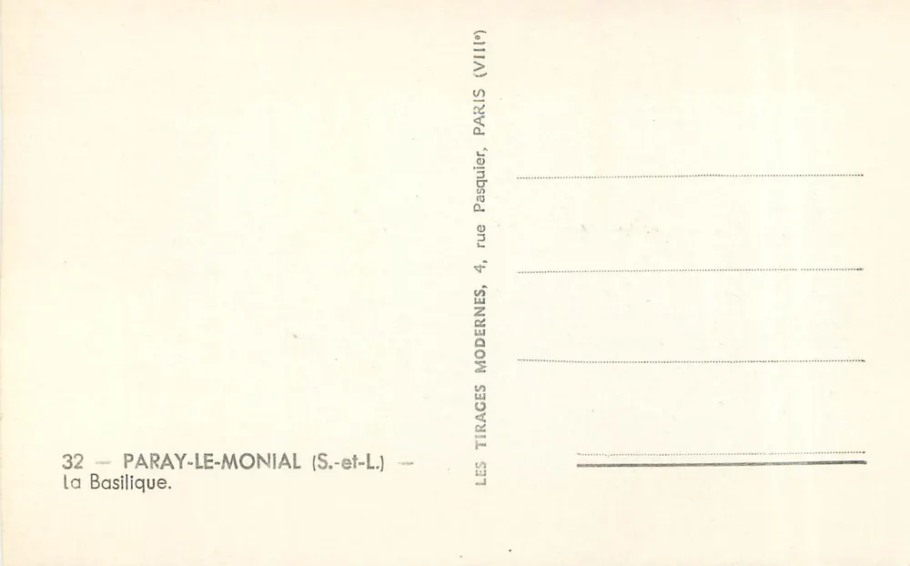 Paray-le-Monial — a Basílica — editor Pasquier, Paris - Verso