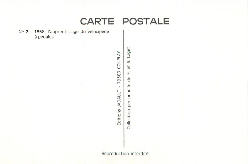 Das Erlernen des Pedalrades — 1868 — Editions Jadault & Courlay - Rückseite