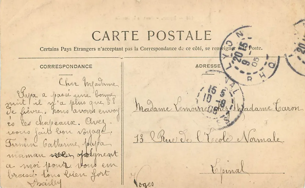 Lyon — Ponte da Boucle — Rhéron, NANCY, n° 461 - Verso