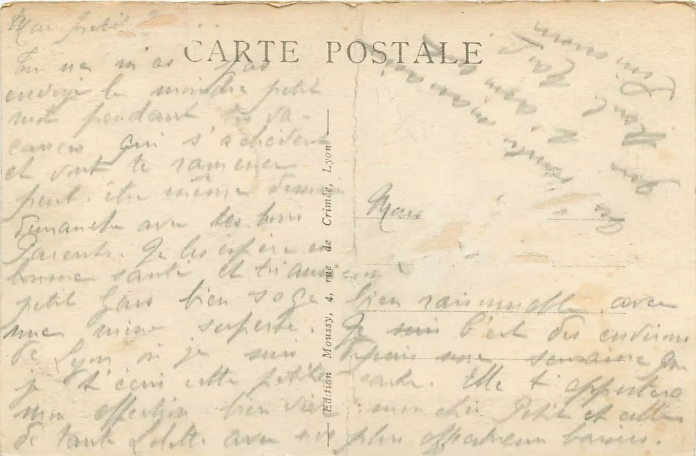 Lyon Artistique — Vue générale — Édition Monussy, Lyon, n° M. 124 - Verso