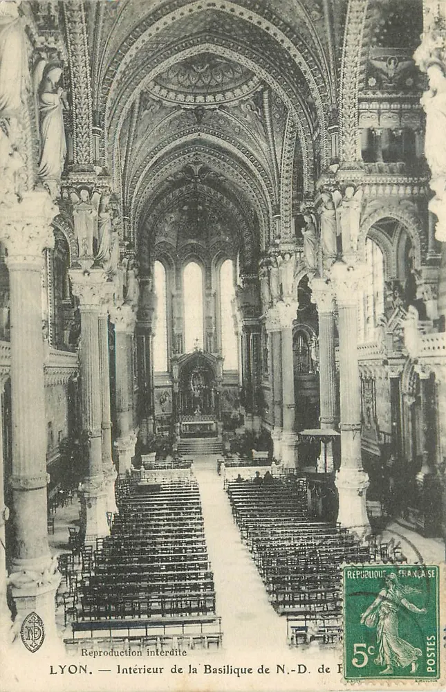 LYON — Interior da Basílica N.-D. de Fourvière — Éditeur ND - Frente
