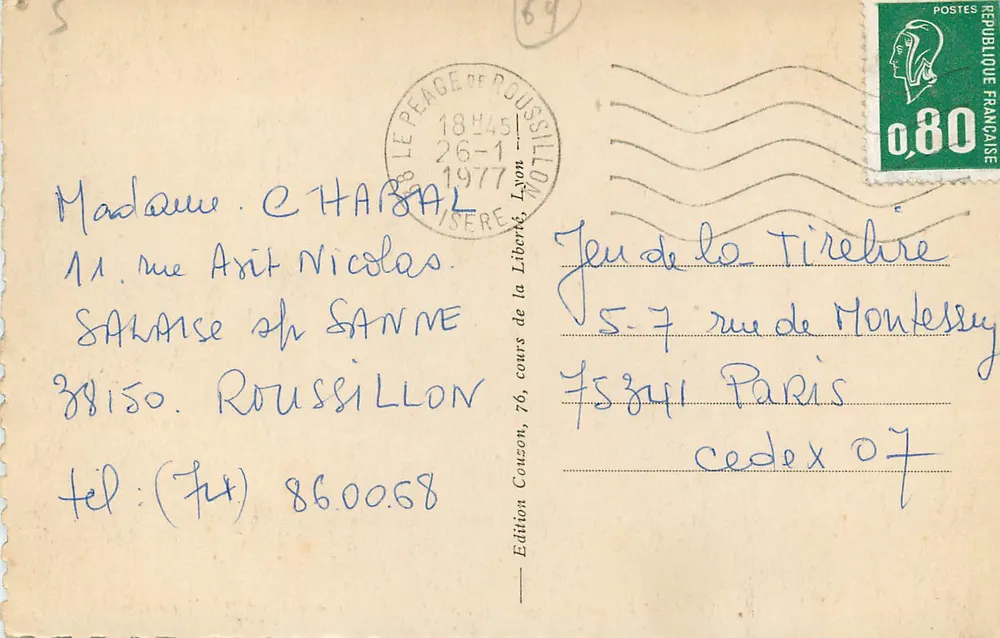 LYON — Place Bellecour et le coteau de Fourvière — Édition Tirebœuf - Verso