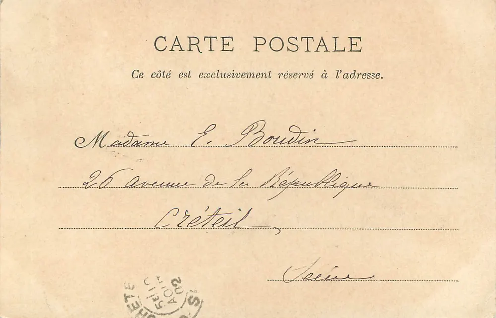 Lourdes — Basilika und Rosenkranz von der Seite gesehen — L.M., L. - Rückseite