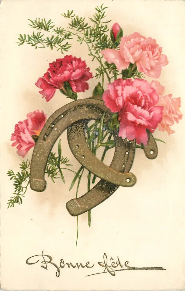 Ferradura e flores — Feliz aniversário — Editor: Lilliers, n° 806 - Frente