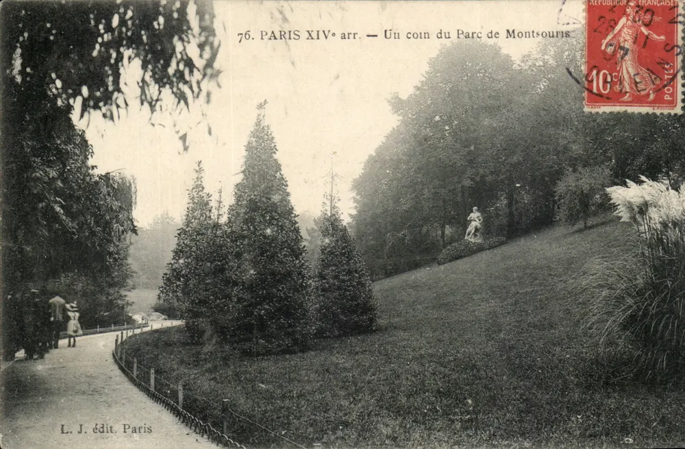 Paris XIV. Arrondissement — Ein Eckbereich des Parc de Montsouris — Verlag L. J. Paris - Vorderseite