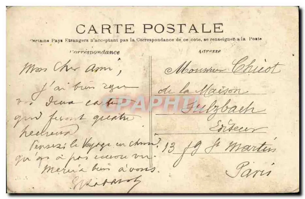 PARIS — Parc Montsouris — J. H. n° 152 - Verso