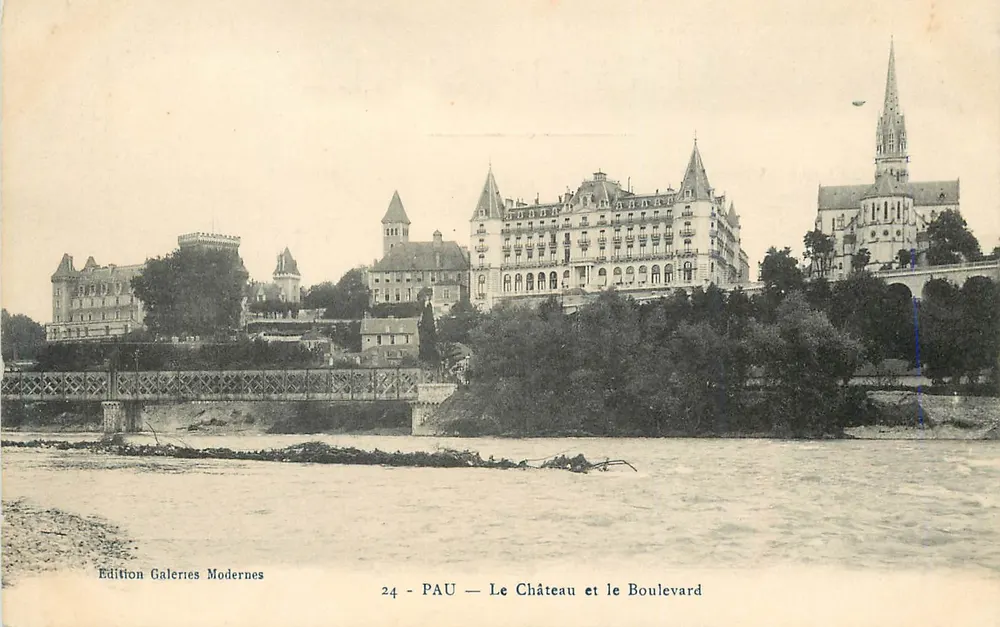 PAU — O Castelo e o Boulevar — Édition Galeries Modernes, n°24 - Frente