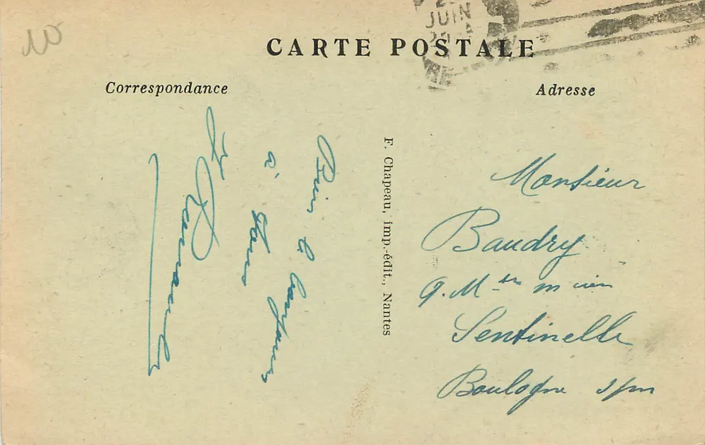 NANTES — Praça da Bolsa — F. Chapeau, imp.-edit., Nantes, n° 33 - Verso