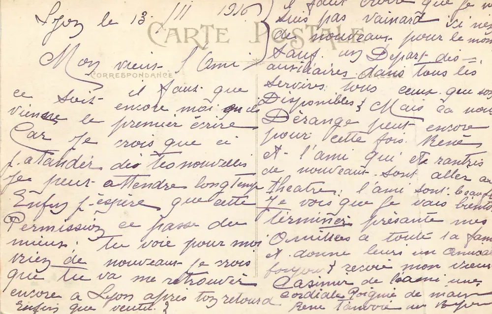 Palais de la Bourse et Place des Cordeliers — Lyon — Garrier, édit. modèle déposé - Verso