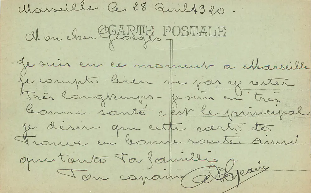 Marselha - Praça da Bolsa — editor BREITEN — número de série não visível - Verso