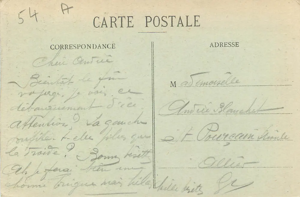 Lunéville - Igreja de São Jacó — editor Léon Lefebvre, n° de série 54 A - Verso
