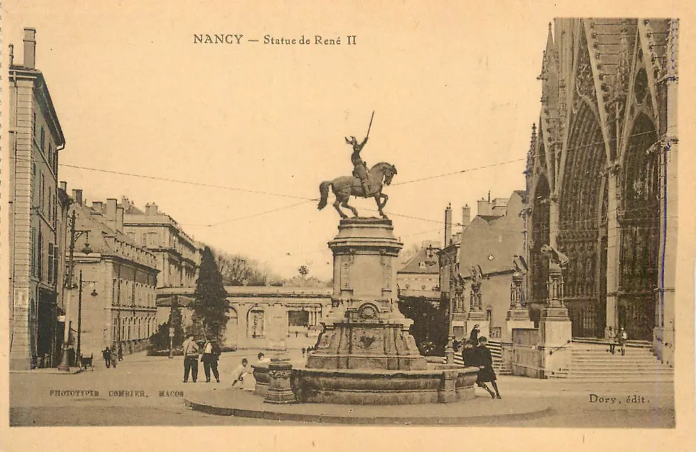 NANCY — Estátua de René II — Phototypie Combier, Macos - Frente