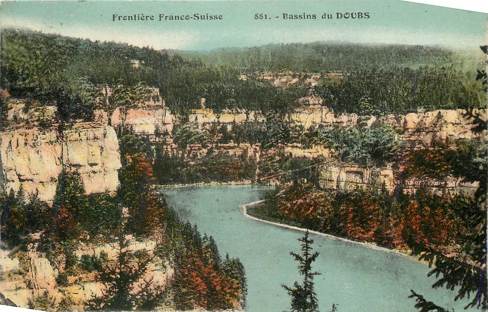 Frontière France-Suisse — Bassins du Doubs — Éditions C. L. B., Besançon, n° 881 - Recto