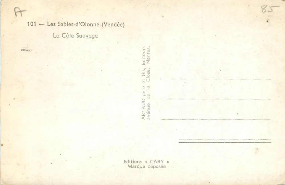 Les Sables-d'Olonne (Vendée) — A Costa Selvagem — Edições GABY - Verso