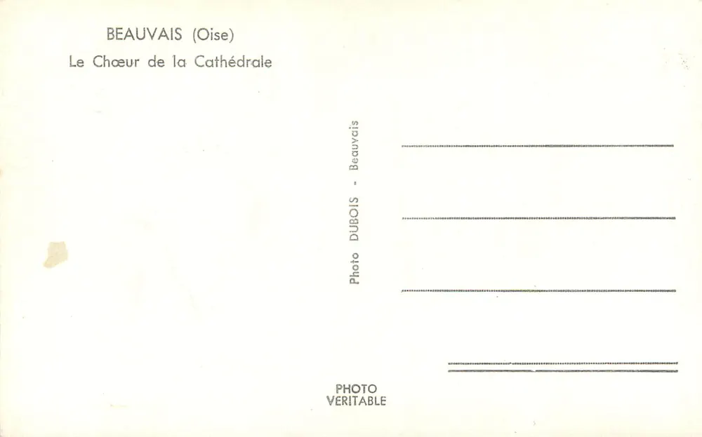 Beauvais (Oise) — O Coro da Catedral — Foto DUBOIS - Verso