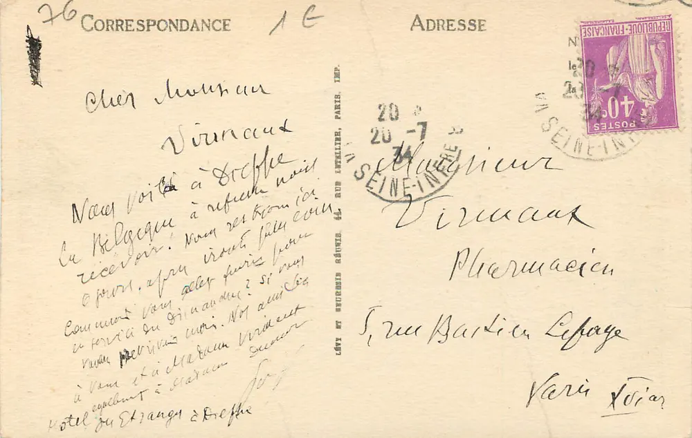 Dieppe — Der Garten des Casinos und das Schloss — LL. n° 208 - Rückseite
