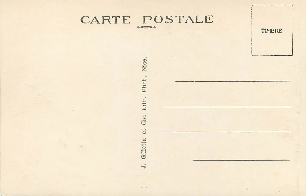 Nice — Casino e Jardim Albert I — J. Gilletta e Cia, Nice - Verso